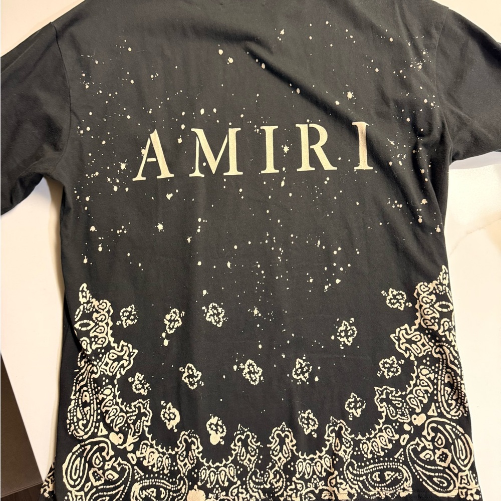 AMIRI Black and Gold Graphic Polo Tee